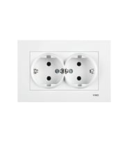 VİKO Karre Beyaz İkili Topraklı Priz (Komple) 90960X56 VİKO