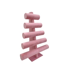 Bileklik Ve Takı Standı 5 Kademeli Süet Pembe