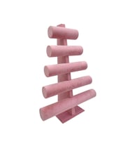 Bileklik Ve Takı Standı 5 Kademeli Süet Pembe