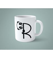 R Harfi Panda Alfabe Baskılı Kupa Bardak