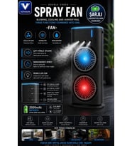 Çift Başlıklı Sprey Fan Nemlendirici Ve Renkli Led Işıklı Siyah