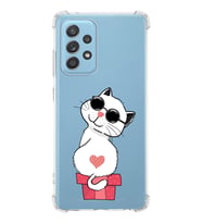 Samsung Galaxy A52s Uyumlu Köşe Korumalı Antişok Kapak Cool Cat Tasarımlı Şeffaf Silikon Kılıf