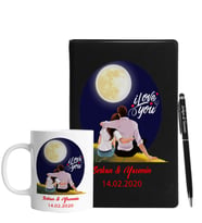 Sevgililer Gününe Özel Siyah Defter Kalem & Kupa Hediye Seti 3