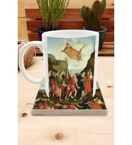Kediler ve Sanat/Sarı Kedi Set 8 - Standart Kupa-Taş Bardak Altlığı 3