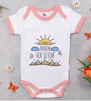 BK Kids Annem Her Şeyim Tasarımlı Pembe Bebek Body Zıbın-1