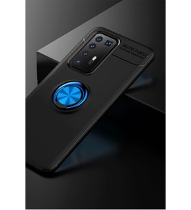 Pilelistore   Huawei P40 Pro Kılıf Range Yüzüklü Silikon - Siyah-Mavi