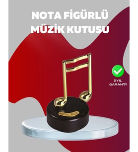 Altın Nota Figürlü Dönen Müzik Kutusu Dekoratif Music Box