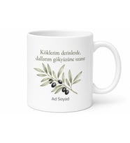 Zeytin Dalı Temalı Baskılı Kupa Bardak Hediye Porselen Özel Tasarım