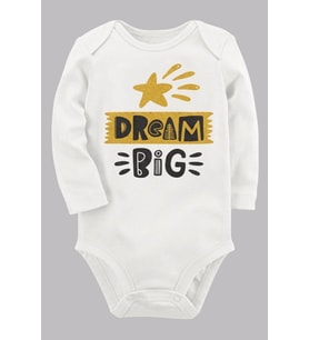 Organik Baskılı Pamuklu Unisex Bebek Body UZUNE273