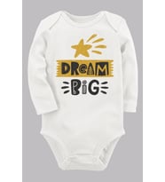 Organik Baskılı Pamuklu Unisex Bebek Body UZUNE273