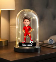 BK Gift Kişiye Özel Türkiye Milli Takım 2026 Dünya Kupası Karikatürlü Led Işıklı Cam Fanus Biblo - Tek Yürek Milli Takım Ruhu