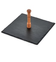 Sinbo TABOO 1132 Ahşap Saplı Kare Arduvaz Taş 25 x 25 CM Sunum Tepsisi Tabağı
