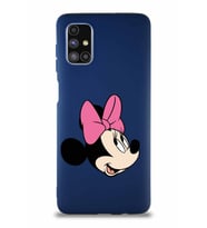 Samsung Galaxy M51 Soft Premier Kapak Minnie Mouse-A Tasarımlı Silikon Kılıf - Lacivert (Şeffaf)