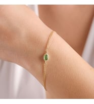 Altın Vintage Bileklik Opal Green