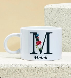Kişiye Özel Baş Harf Ve İsim Soyisim Tasarımlı Porselen Kupa Nescafe Fincanı