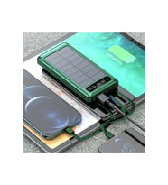 Güneş Enerjili Solar Panelli Powerbank 30.000MaH Led Işıklı Taşınabilir Şarj Aleti (Yeşil)