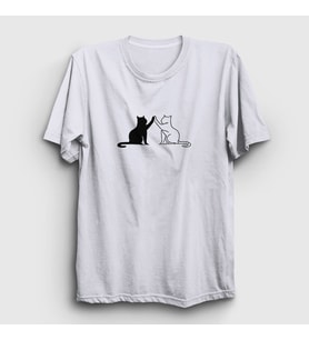 Presmono Unisex Beyaz Black And White Cats Kedi T-Shirt 287150tt (Beyaz)