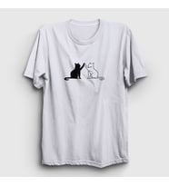 Presmono Unisex Beyaz Black And White Cats Kedi T-Shirt 287150tt (Beyaz)