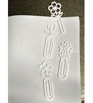 3D Baskı Çiçek Figürlü Ataç ve Kitap Ayracı - 8li Set - Beyaz