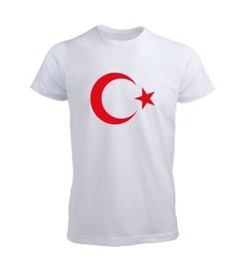 Ay Yıldızlı Tişört (Düz Beyaz)