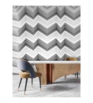 Dreamwall 3D Geometrik Zigzag Desenli Silinebilir Tekstil Duvar Kağıdı (Gri)