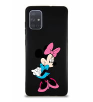 Samsung Galaxy A71 Soft Premier Kapak Minnie Mouse-F Tasarımlı Silikon Kılıf - Siyah (Şeffaf)
