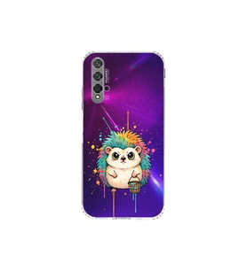 Huawei Nova 5T ile Uyumlu Splash Kirpi Tasarımlı Şeffaf Silikon Kılıf