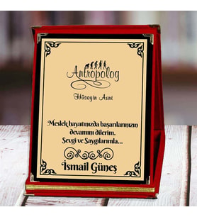 Antropolog Baskılı Plaket (2. Tasarım)  Kişiye Özel (Kırmızı)