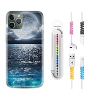Apple iPhone 11 12 13 14 Pro Max Kılıf Kablo Koruma Spiral Silikon Great Moon 1301