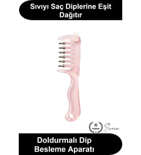Saç Bakım Yağı Uygulama Tarağı Serum Aplikatörü Yeniden Doldurulabilir Hazneli Sızdırmaz Contalı Kaf