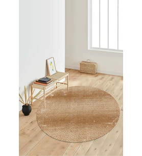 Dijital Baskılı Kaymaz Taban Yıkanabilir Yuvarlak Salon Halısı Koridor Halısı Paspas NDY-SD-343 (Vizon)