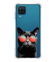 PrintiFy Samsung Galaxy M32 Uyumlu Kedi 3 Baskılı Şeffaf Köşe Korumalı Antişok Kılıf