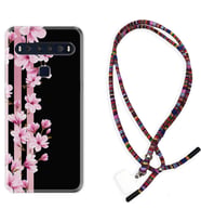 TCL 10L 10 Plus 10SE 20E 20SE 30 L7 Kılıf Boyun Asklı Rasta Silikon Pink Flowers 3 1393