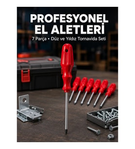 Mey İthalat® Profesyonel 7 Parça Tornavida Seti Ergonomik Saplı El Aleti