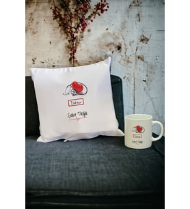 Doktora Hediye Kupa Bardak ve Yastık Set 002 (Beyaz)