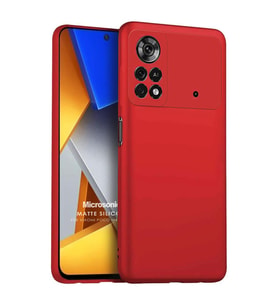 Microsonic Matte Silicone Xiaomi Poco M4 Pro 4G Kılıf Kırmızı