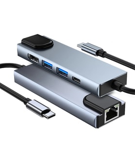 Winex 5in1 Type-C to HDMI 2xUsbA 3.0 Ethernet Hub Port 100W Adaptör BYL-2007