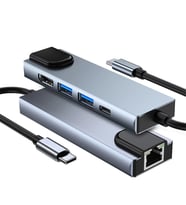 Winex 5in1 Type-C to HDMI 2xUsbA 3.0 Ethernet Hub Port 100W Adaptör BYL-2007