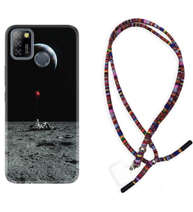 INFINIX Smart 4 5 6 Zero 8 S5 Pro Kılıf Boyun Asklı Rasta Silikon Astronoot Red Baloon 1608