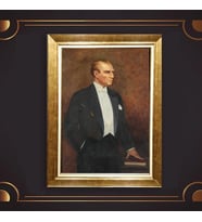 Altın Varaklı Çerçeveli Paspartulu Atatürk Tablo z4686 (Gold)