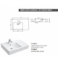 GÜRAL MOBİLYA ÜSTÜ LAVABO SOL ASİMETRİK 42,5CM X 65CM