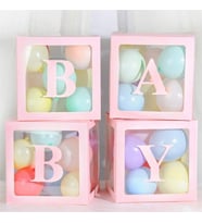 BABY Yazılı Demonte 25 Cm Şeffaf Kutu Set Pembe-