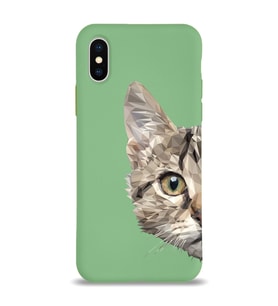 Apple iPhone X Uyumlu Lansman Kılıf Catface Tasarımlı Altı Kapalı İçi Kadife Kaplı Silikon Kapak (Şeffaf)
