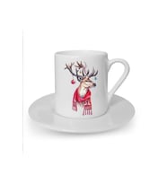 Yılbaşı Noel Temalı Baskılı Beyaz Türk Kahvesi Fincanı