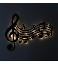 Lucenda Led Işıklı Sol Anahtarı Ve Notalar Müzik Temalı Tablo Duvar Dekorlu Gece Lambası (Sarı)