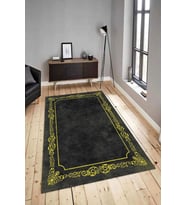 Dijital Baskılı Yıkanabilir Kaymaz Modern Renkli Salon Halısı Mutfak Halısı Yolluk ND-HY-1390 (Siyah)