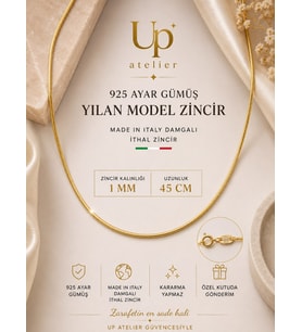 Up Atelier 925 Ayar Gümüş İthal Yılan Model Gold Zincir