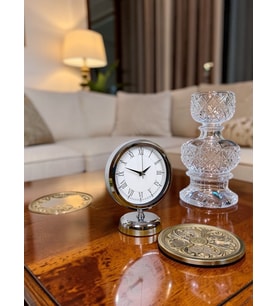 Sılver Classic Aura 25 x 20 Cm Metal Krom Masa Saati (Kahverengi Açık)