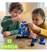 Montessori Hayvan Figürlü Denge Oyunu - Eğitici Zeka Geliştirici Tetris Blokları - (12 Parça) (Mavi)