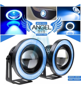 Universal Mercekli Led Angel Sis Farı, 76mm Buz Mavi Renk